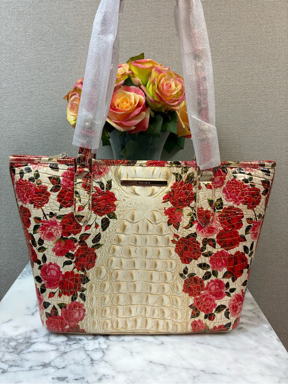 Brahmin Romantic Roses Medium Asher Tote Bag - NWT Rare Style 🌹